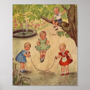 Niedliche Kids bei playFaux Wrapped Canvas Print Poster