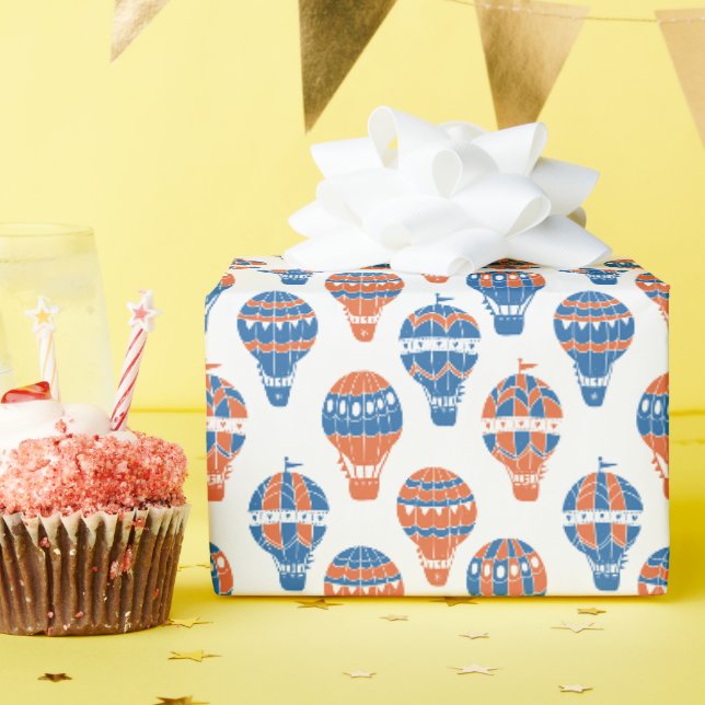 Niedliche Kids fliegen Heißluftballons Steampunk Geschenkpapier (Geburtstagsparty)