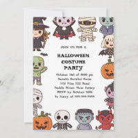 Niedliche Kids Halloween-Einladungs-Vorlage | Cart