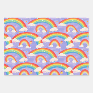 Niedliche Kids Rainbows und Wolken Wiederholungsmu Geschenkpapier Set