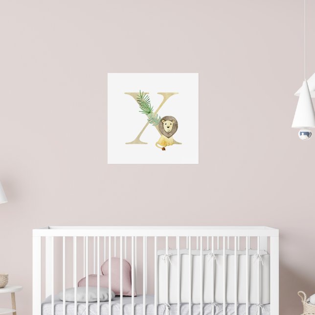 Niedliche Kids tierisches LIBE-Monogramm-X-Kinderz Poster (Kinderzimmer 2)