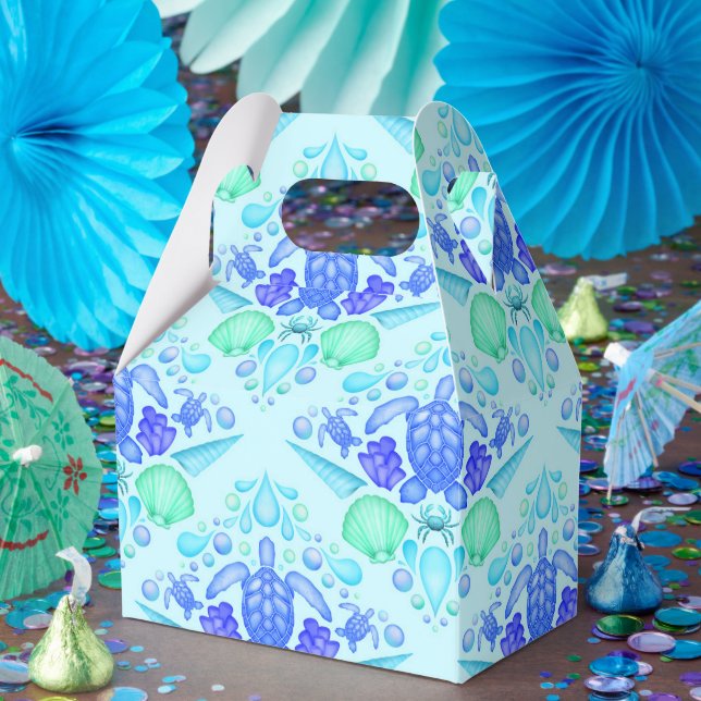 Niedliche Kids Tropical Blue Ocean Sea Turtle Geschenkschachtel (Party)