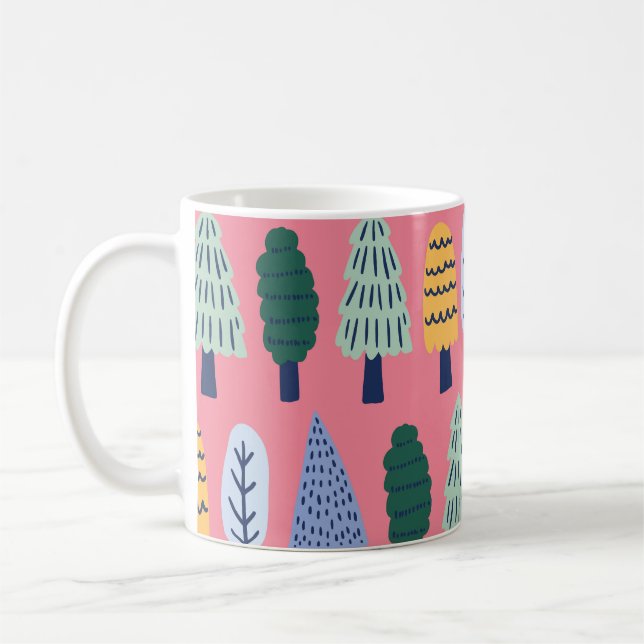 Niedliche Kiefernbäume: Kindermuster. Kaffeetasse (Links)