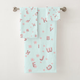 Niedliche Kinder ABC Alphabet Blume Kinderschule Badhandtuch Set