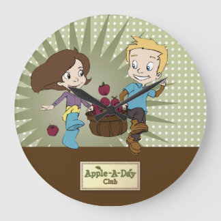 Niedliche Kinder - Apple - ein Tagesverein! Große Wanduhr