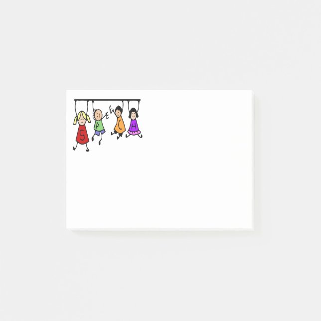 Niedliche Kinder Cartoon Sprachtherapie Worte Post-it Klebezettel (Vorderseite)