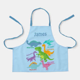 Niedliche Kinder Dinosaurier und Namen blau Schürze