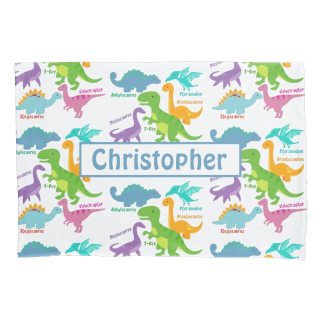 Niedliche Kinder Dinosaurier und Namen Kissenbezug (Vorderseite)
