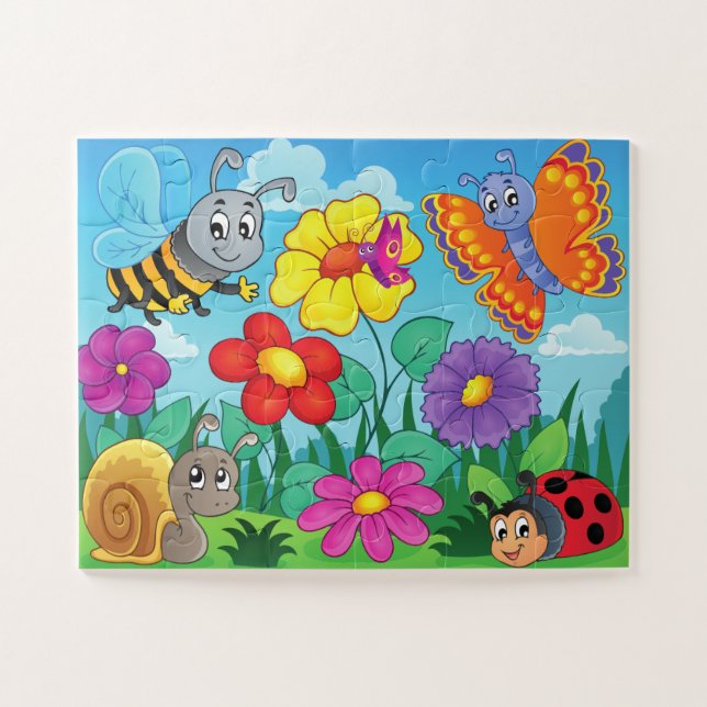 Niedliche Kinder Farbige Bugs und Blume (Horizontal)