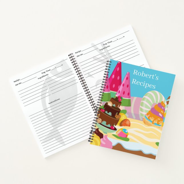 Niedliche Kinder fügen ein Rezept-Notebook hinzu Notizbuch (Innenseite)