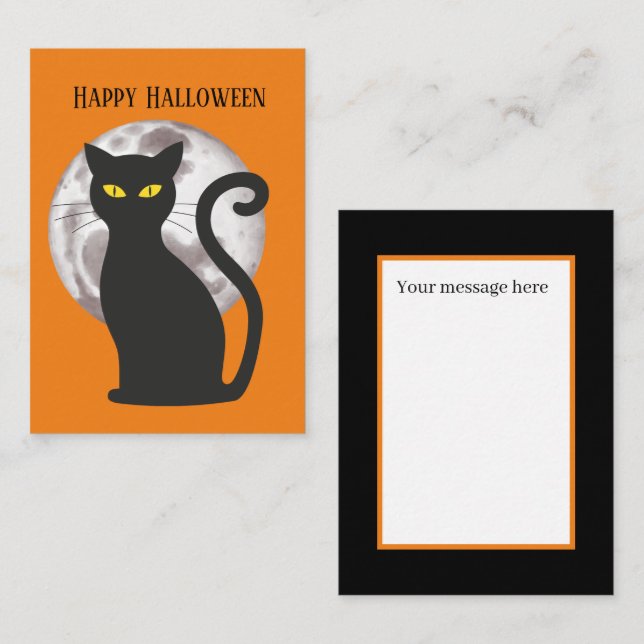 niedliche kinder Halloween black cat Nachricht hin Mitteilungskarte (Vorne/Hinten)
