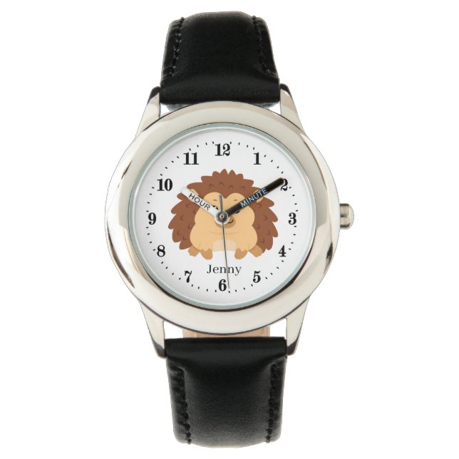 niedliche Kinder Igel Liebhaber hinzufügen Namen u Armbanduhr (Vorderseite)