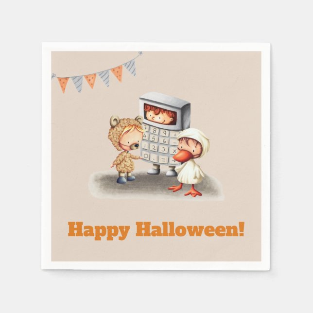 Niedliche Kinder im Halloween-Party Kostüme Serviette (Vorderseite)