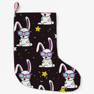 Niedliche Kinder Kaninchenmuster. Farbiges Kaninch Kleiner Weihnachtsstrumpf