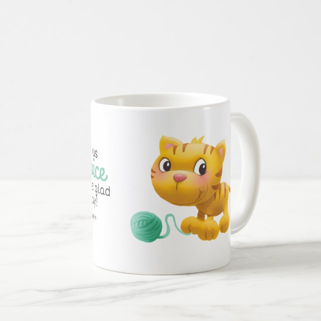 Niedliche Kinder Katze und Garn Bibel Kaffeetasse (VorderseiteRechts)