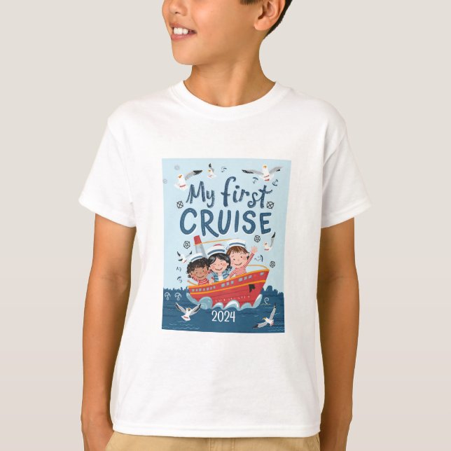 Niedliche Kinder meine erste Kreuzfahrt nach Maß T-Shirt (Vorderseite)