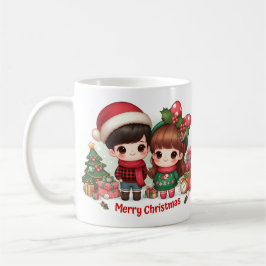 Niedliche Kinder mit Gruß frohen Weihnachten Kaffeetasse