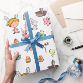 Niedliche Kinder mit sonnigen Ohren Frühlingslager Geschenkpapier