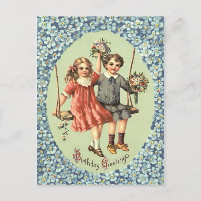 Niedliche Kinder Swing Bouquet Blume Postkarte (Vorderseite)
