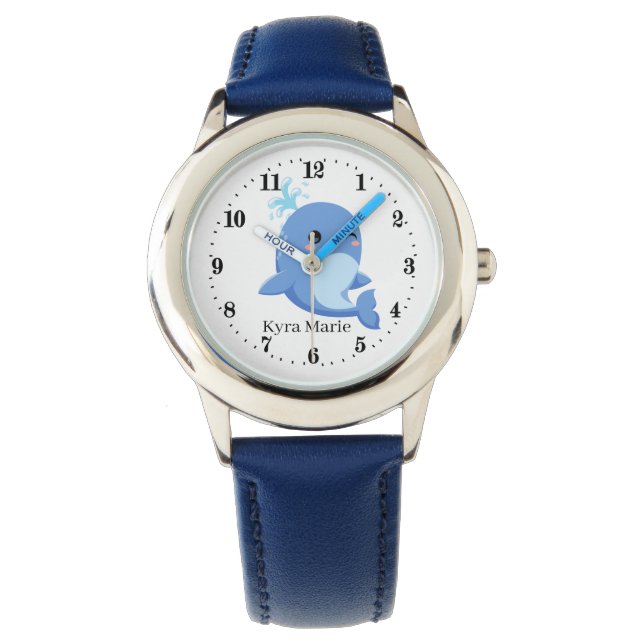 niedliche Kinder unisex Wal hinzufügen Name Watch Armbanduhr (Vorderseite)