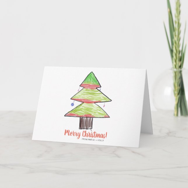 Niedliche Kinder Weihnachtsbaum Frohe Weihnachten (Vorderseite)