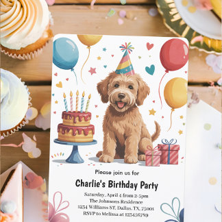 Niedliche Kinder Welpen Hund Geburtstagsparty Einl Einladung