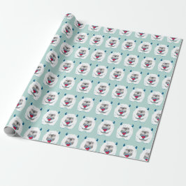 Niedliche Kinder Winter Yeti Urlaub Geschenkpapier