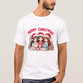 Niedliche Kinder wünschen Ihnen frohe Weihnachten T-Shirt