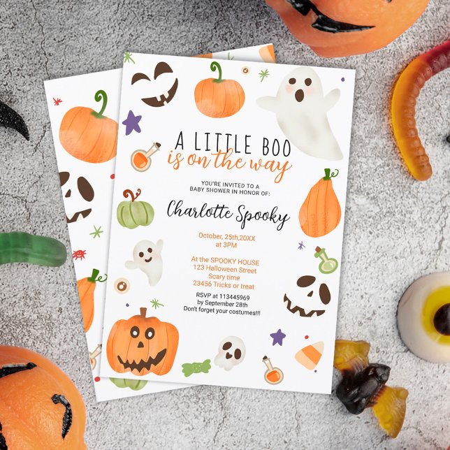 Niedliche Kinderdusche Einladung (Cute neutral Halloween little boo baby shower Invitation)