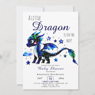 Niedliche Kinderdusche für Drachen Einladung
