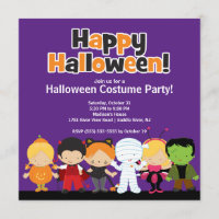 Niedliche Kinderhalloween-Kostüm-Party Einladung