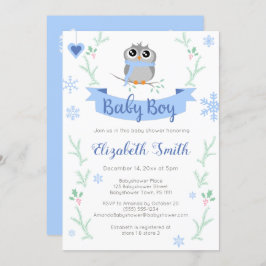 Niedliche Kinderjunge Winterbabydusche Einladung