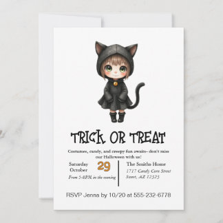 Niedliche Kinderkatze zu Halloween Einladung
