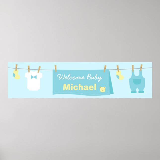 Niedliche Kinderkleidung Babydusche Begrüßungsbann Poster (Vorne)