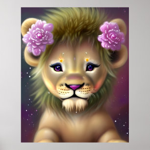 Niedliche Kinderlippe mit rosa Blume Graphic Poster