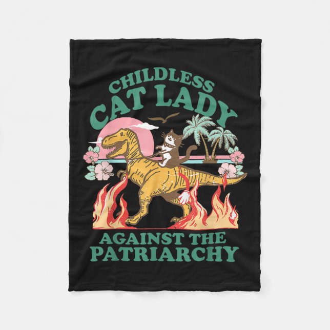 Niedliche kinderlose Katzenmatte Shirts rückwärts  Fleecedecke (Vorderseite)
