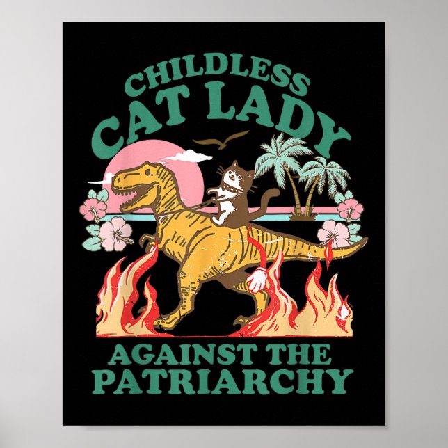 Niedliche kinderlose Katzenmatte Shirts rückwärts  Poster (Vorne)