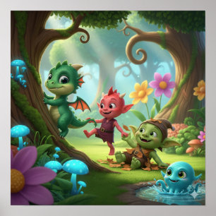 Niedliche Kindermonster Poster