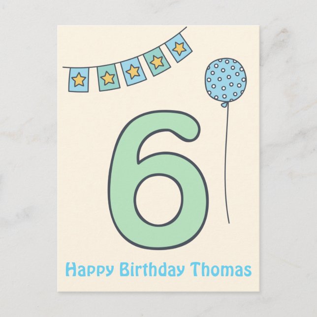Niedliche Kinderpflege 6. Geburtstag Postkarte (Vorderseite)