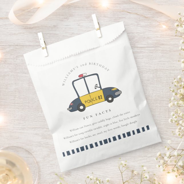 Niedliche Kinderpolizei Auto jeden Alters Geburtst Geschenktütchen (Ausgeschnitten)