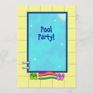 Niedliche Kinderpool-Party Einladungs-Schablone Einladung