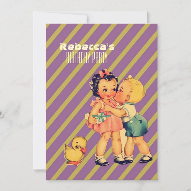 niedliche Kinderrückgabe Geburtstagsparty Einladung (Vorderseite)