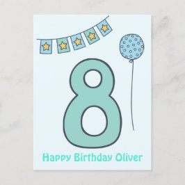 Niedliche Kinderspielkarte 8 Geburtstag Postkarte