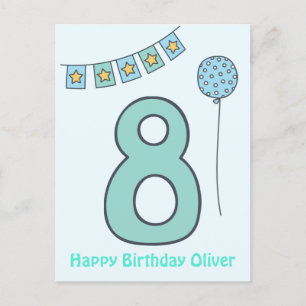 Niedliche Kinderspielkarte 8 Geburtstag Postkarte