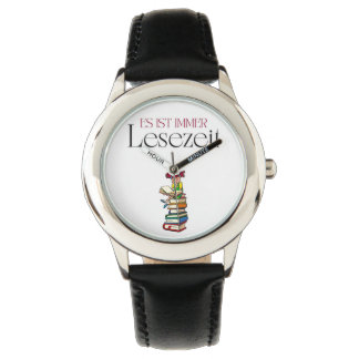 Niedliche Kinderuhr "Es ist immer Lesezeit" Armbanduhr