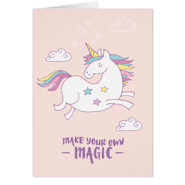 Niedliche Kinderunicorn-Karte - "machen Sie Ihr (Vorne)