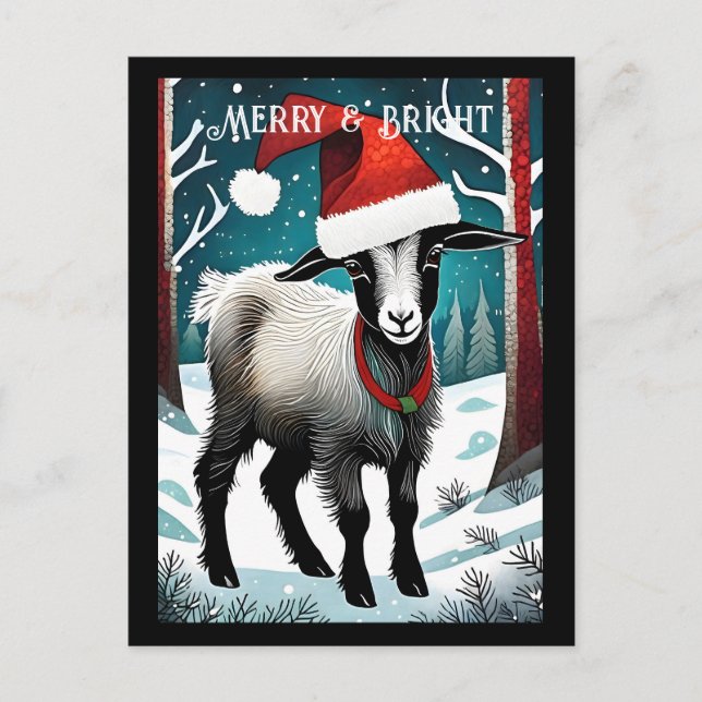 Niedliche Kinderziege Kinderwald Weihnachtsfest Postkarte (Vorderseite)