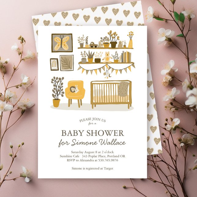 Niedliche Kinderzimmer Illustration CUSTOM BABY SH Einladung (Cute Nursery Illustration CUSTOM BABY SHOWER Invitation)
