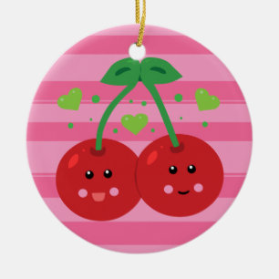 Niedliche Kirschen Keramik Ornament