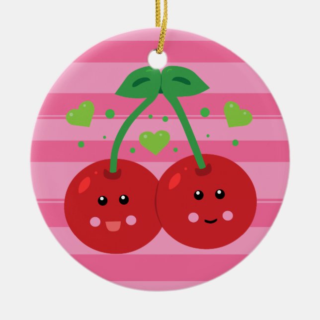Niedliche Kirschen Keramik Ornament (Vorne)